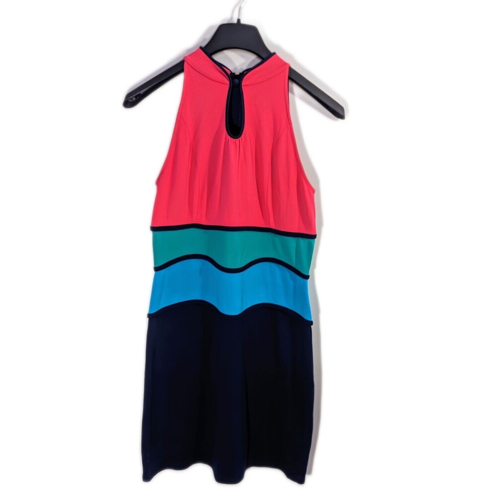 Lilly Pulitzer Marci Color Block Dress M Pink Navy Green Sleeveless Halter